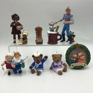 Vintage Lot of 8 Hallmark Keepsake Ornaments 1990s Christmas Tree Decorations